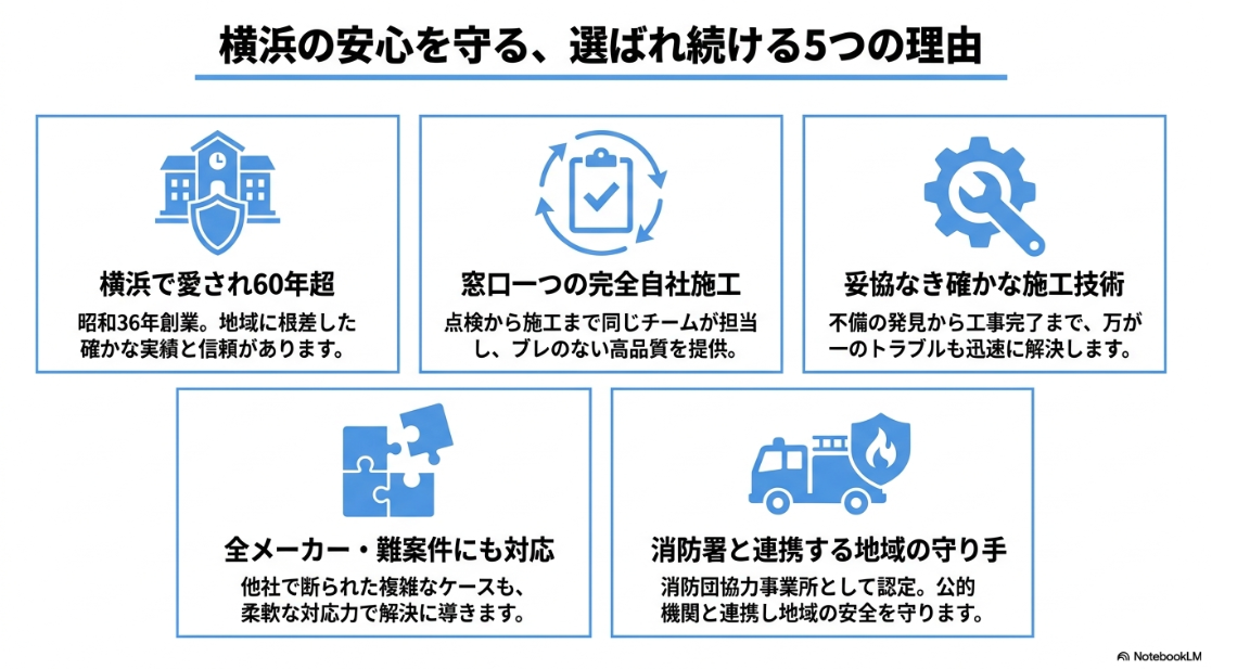 横浜市の消防設備点検・施工なら東宝企業がおすすめ